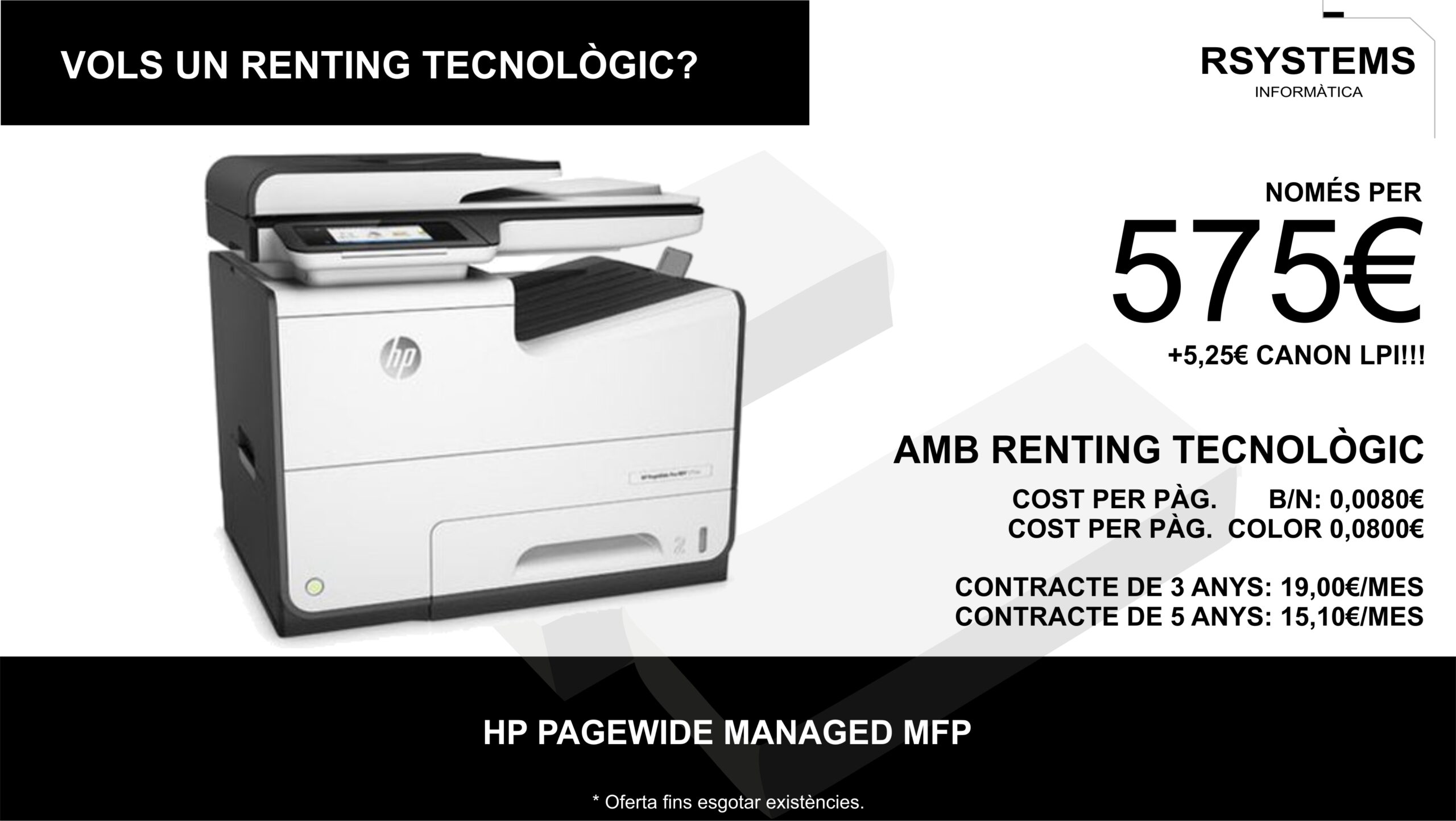 Renting de impresoras HP PageWide Managed, soluciones de impresión profesional para empresas sin inversión inicial.